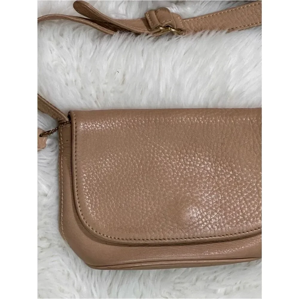 Coach Pebbled Leather Crossbody Bag in Taupe/VINTAGE